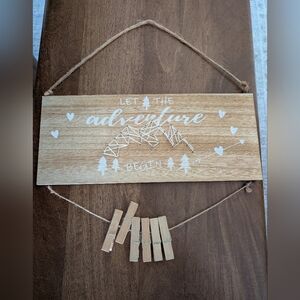Let The Adventure Begin Wooden Photo Sign with Clips
